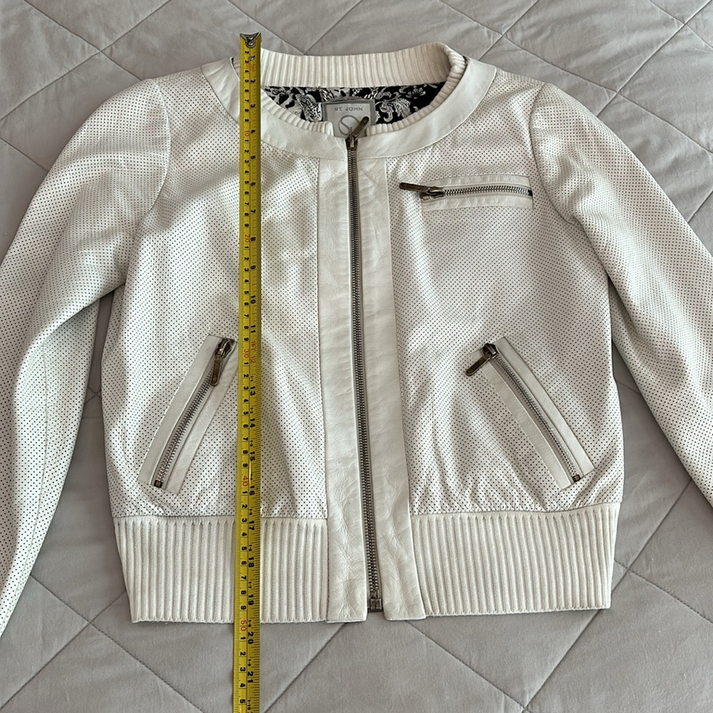 St.John Couture percolated white leather jacket size 2 - Picture 6 of 11